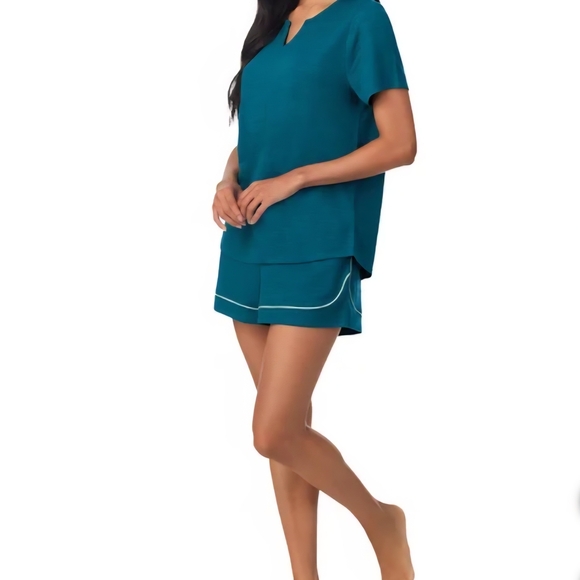 BNWT Carole Hochman XXL Teal Women's Pajama 3 Piece Set Loungewear Crepe Knit. - Picture 2 of 7